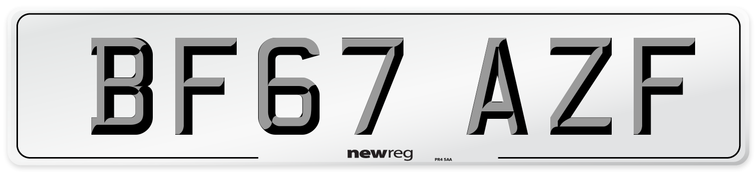 BF67 AZF Number Plate from New Reg